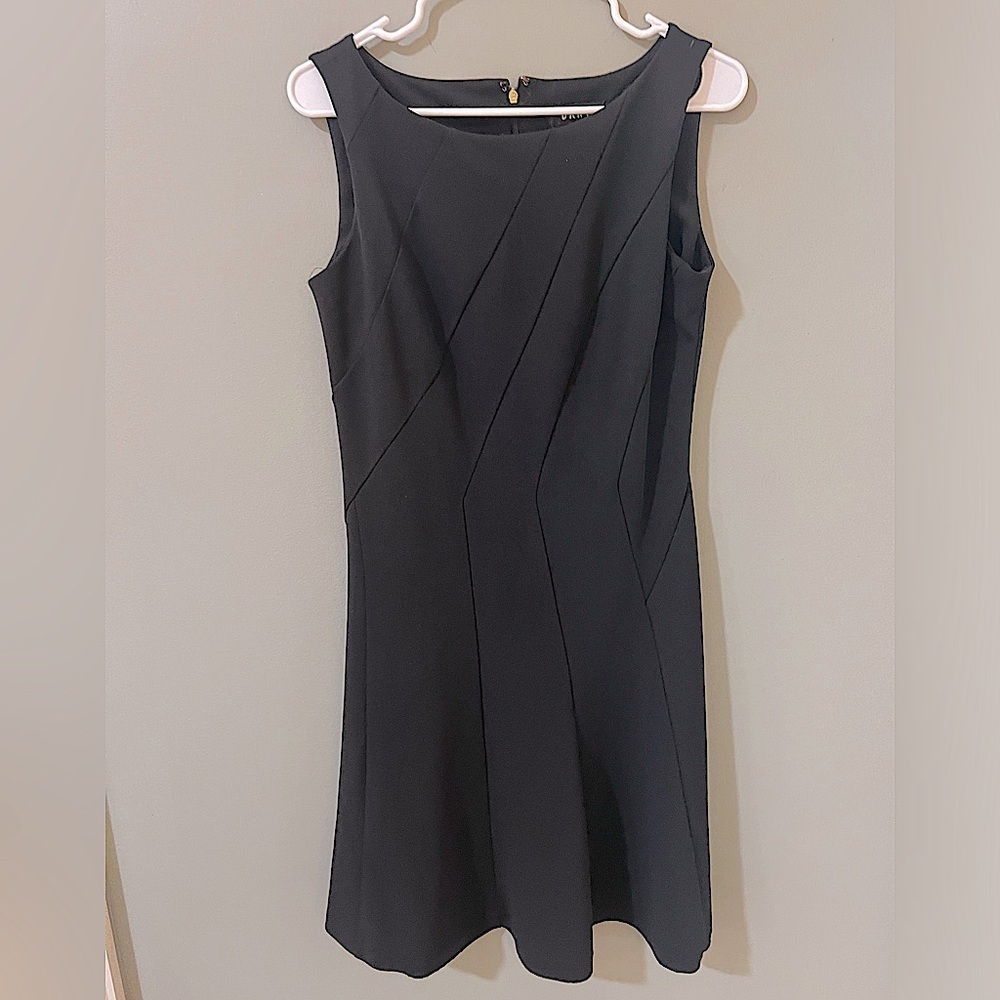 DKNY Dress Black 6 Stretch A Line Sleeveless Career Church
